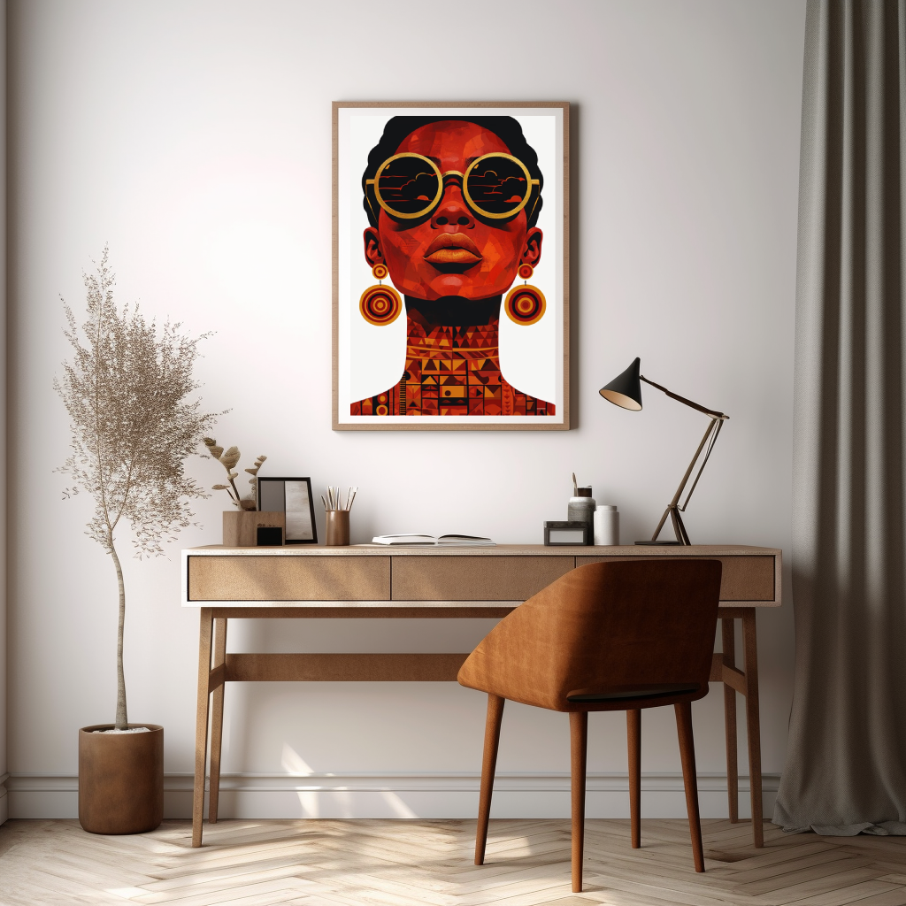African Woman Retro Portrait | Premium Digital Art Print | amari