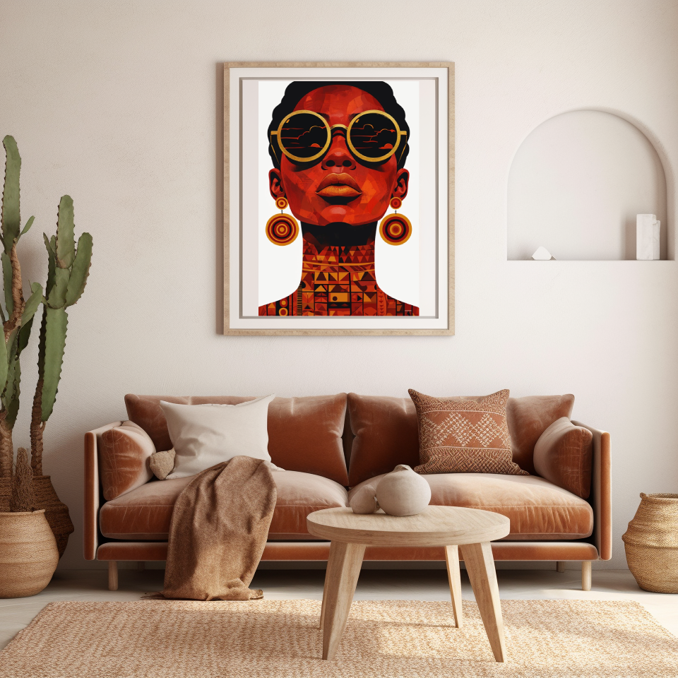 African Woman Retro Portrait | Premium Digital Art Print | amari