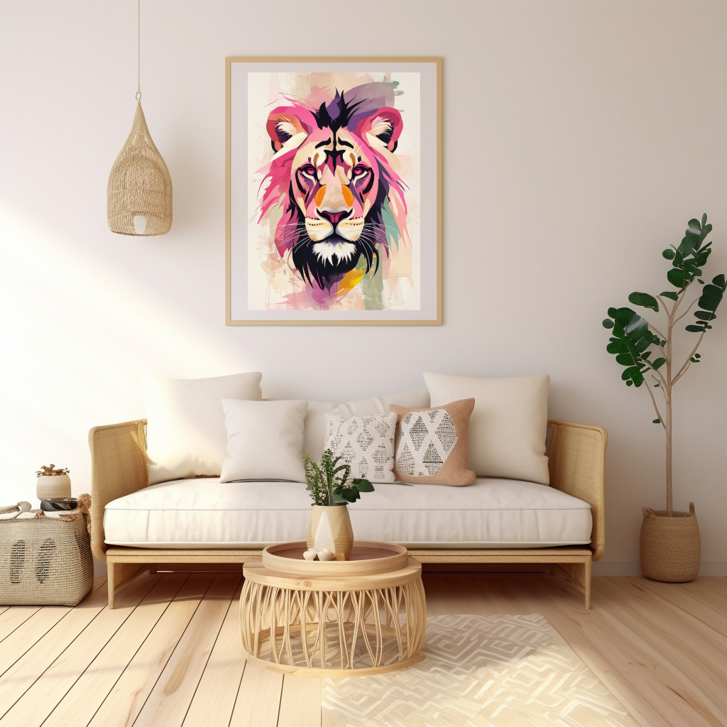 Colorful Lion Portrait | Premium Digital Art Print | amari