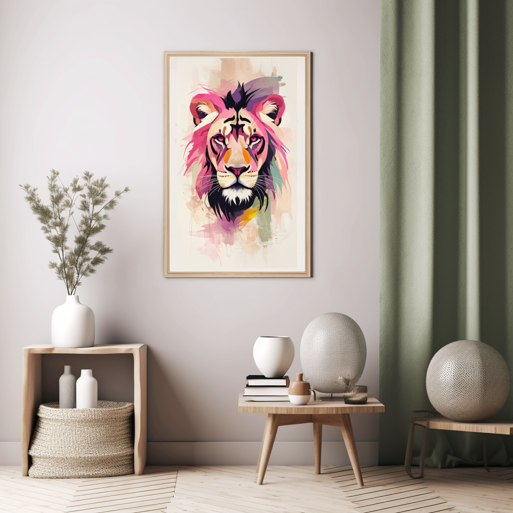 Colorful Lion Portrait | Premium Digital Art Print | amari