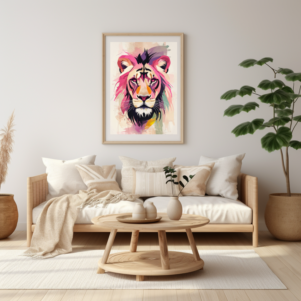 Colorful Lion Portrait | Premium Digital Art Print | amari
