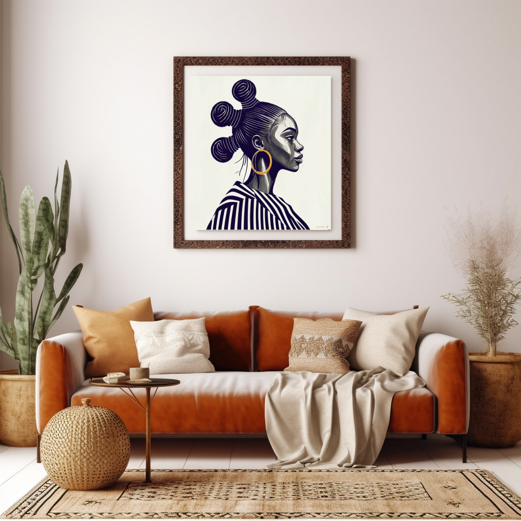 African Woman Profile Portrait | Premium Digital Art Print | amari