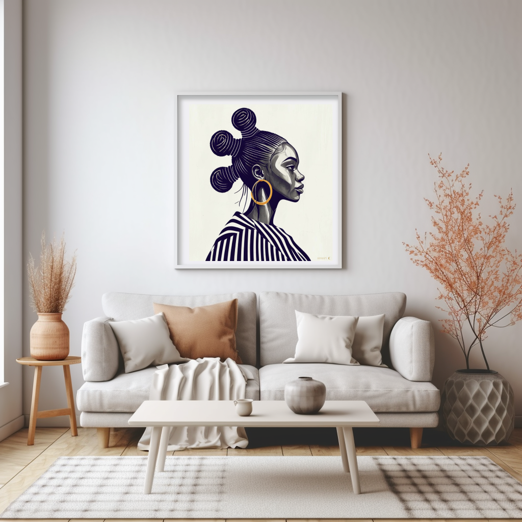 African Woman Profile Portrait | Premium Digital Art Print | amari