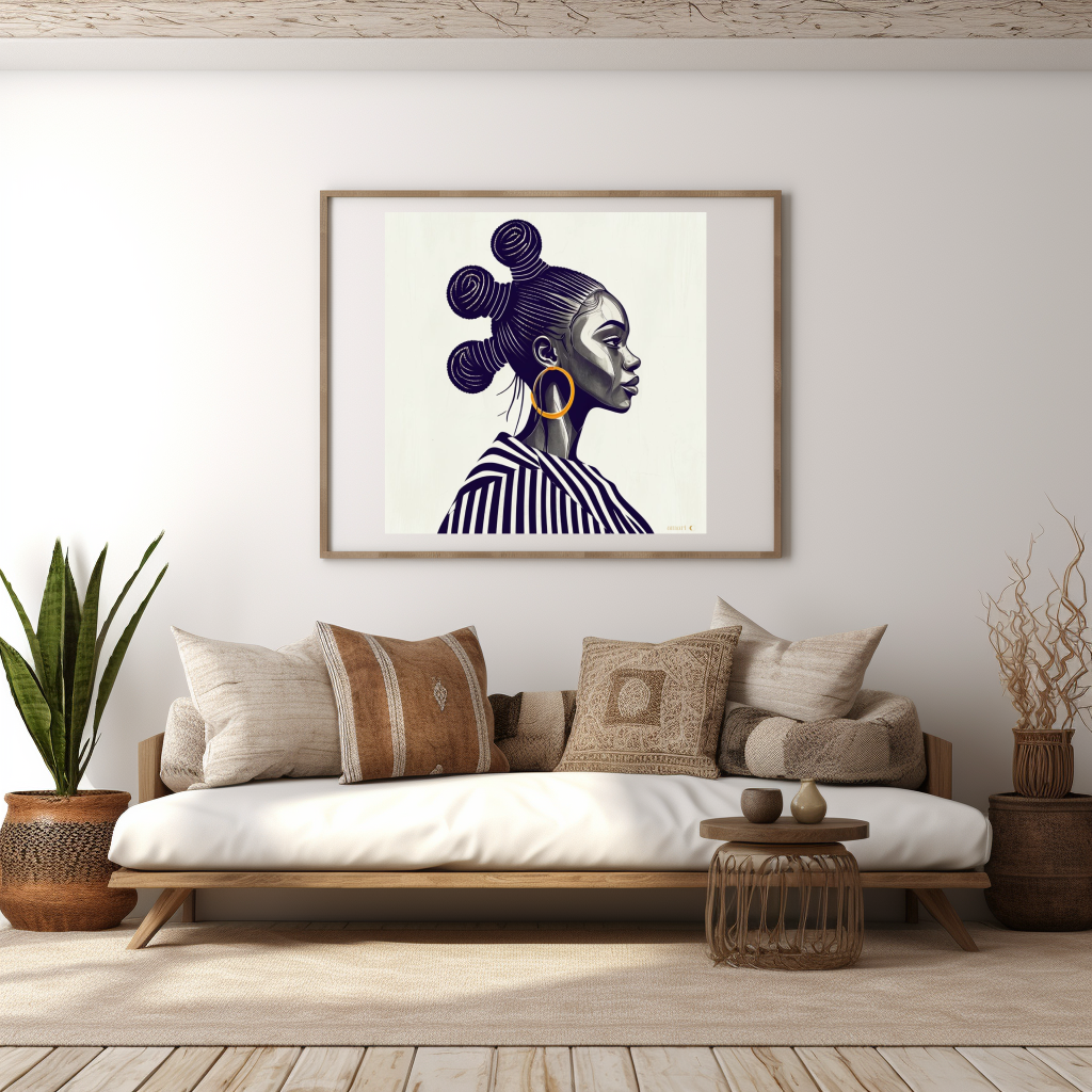 African Woman Profile Portrait | Premium Digital Art Print | amari